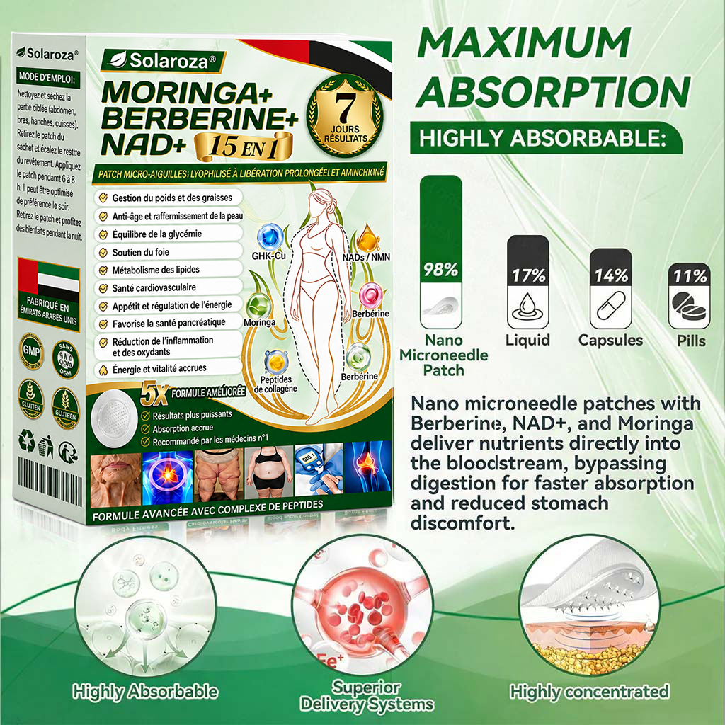 🎁Official Store | 🍋 Solaroza® Moringa & Berberine 10-IN-1 Advanced Nano Microneedle 1 Patch (Once Daily, visible changes in 7 days) ✅ Obesity, Diabetes, Sleep Apnea, And Joint Issues