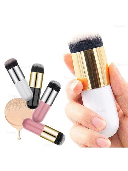 فرشاة كريم أساس عريضة صغيرة سميكة ذات رأس مسطح، فرشاة كريم أساس بي بي، فرشاة فطرية بدون بودرة أو علامات، فرشاة مكياج كريم الأساس