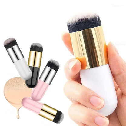 فرشاة كريم أساس عريضة صغيرة سميكة ذات رأس مسطح، فرشاة كريم أساس بي بي، فرشاة فطرية بدون بودرة أو علامات، فرشاة مكياج كريم الأساس